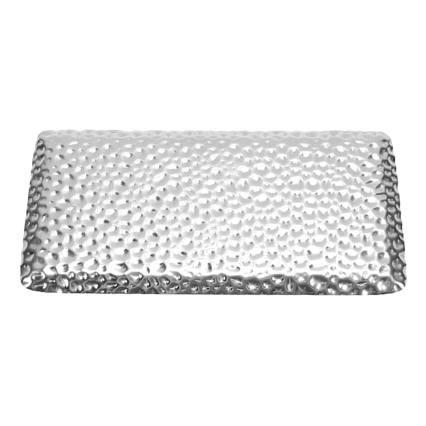 Hammered Bakke - Elegant Lugtfri Rustfrit Stål Serveringsbakke til Stue Soveværelse Køkken Badeværelse 19,5x9,5cm Sølv