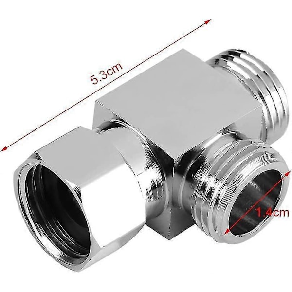 Dusj T-adapter 3-veis fordeler slangeadapter kobling T-stykke, T-form adapter kobling G1/2\" krom messing fordeler for vinkelventil slange, dusjarm D