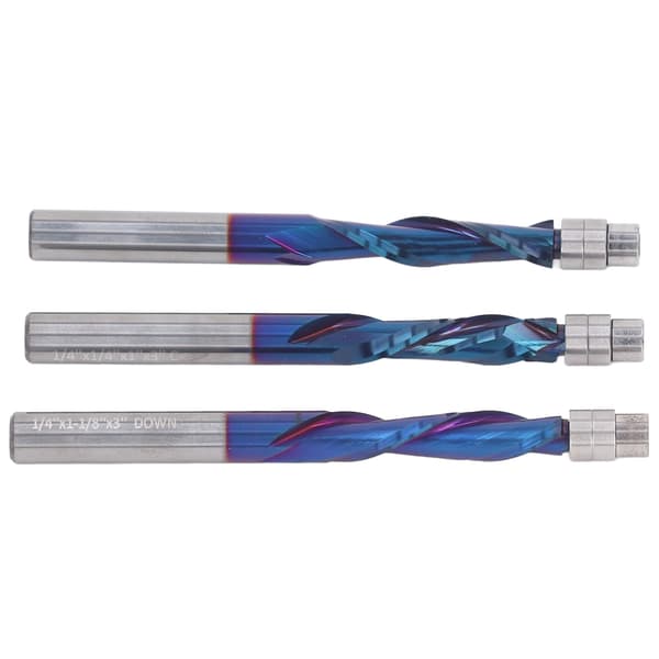 3 stk. oppover nedover fresebits i sementert karbid 1/4 skaft flush trim fresebit