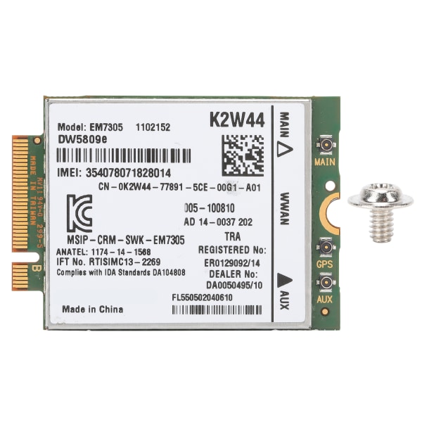 EM7305 4G-modul trådløst nettverk M2 NGFF LTE WWAN-kort 52-pinners Passer til Dell DW5809e Sierra