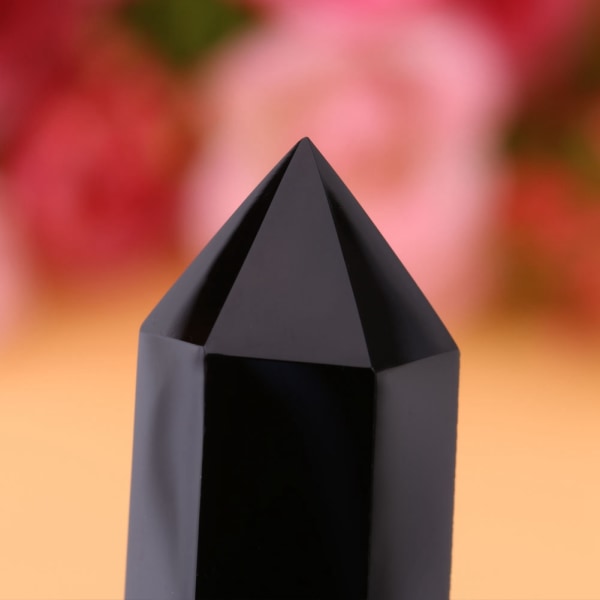 1 stk Naturlig Sort Obsidian Krystalsten Point Healing Sekskantet tryllestavsøjle