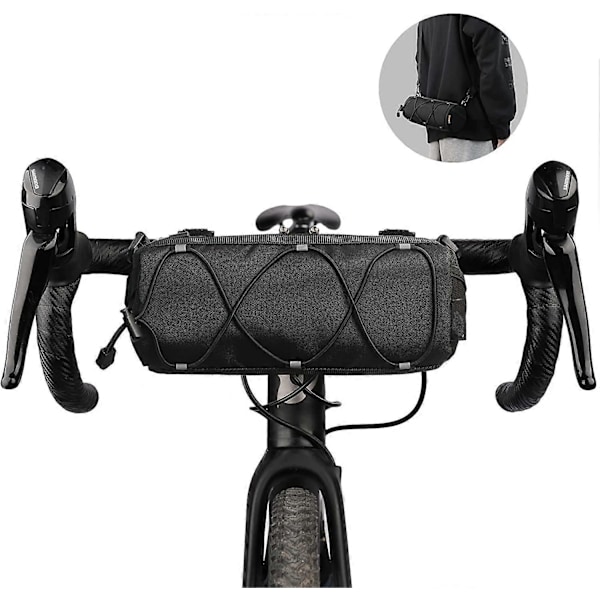 Cykelstyr Taske - Crossbody Opbevaringstaske med Skulderrem til Racercykel, MTB, Rejsecykel (Sort-2)
