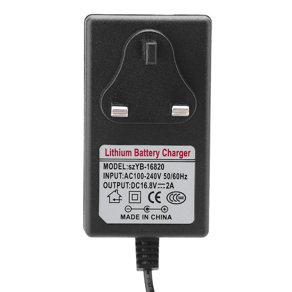 AC100-240V DC 16.8V 2A Ersättningsströmadapter Litiumjonbatteriladdare Säker laddning Storbritannien