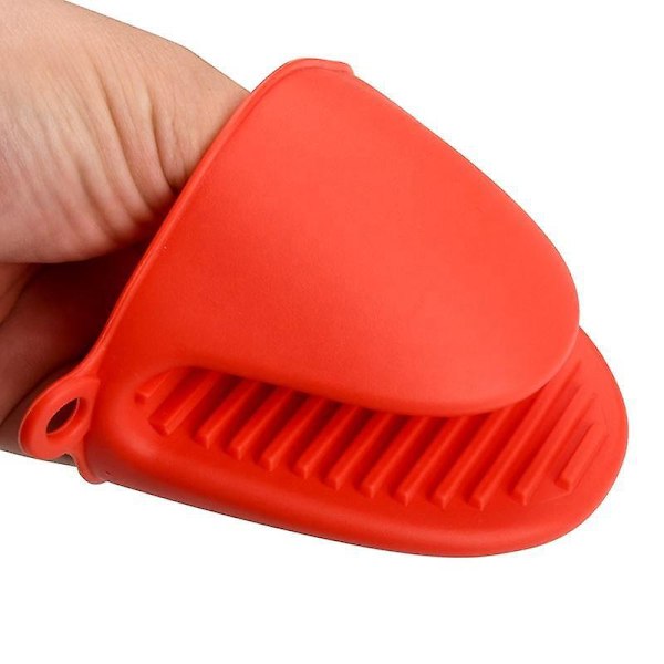 Silikoninen Pannu Käsine, Mini Keittiö Käsine Ruuanlaittoon ja Leivontaan, Lämpöä Kestävä Ratkaisu - Punainen (1 Pari)