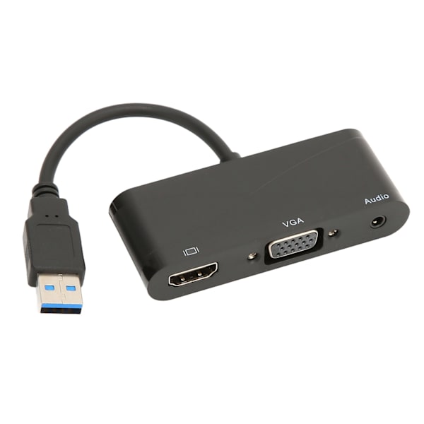 USB til HD Multimedia Interface 2 i 1 Sort 1080P 60HZ 5Gbps USB 3.0 til VGA-adapter til mødeunderholdning