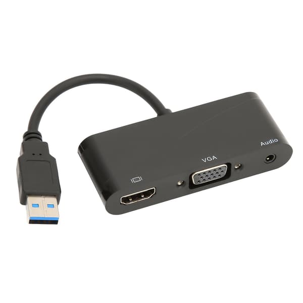 USB till HD Multimedia Interface 2 i 1 Svart 1080P 60HZ 5Gbps USB 3.0 till VGA-adapter för mötesunderhållning
