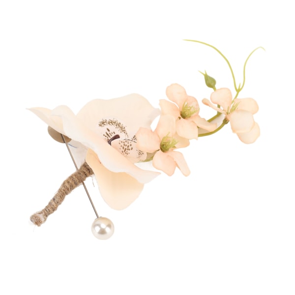 5 stk. Brudgom Boutonniere Elegant Mænd Bryllup Blomst Livagtig Permanent Genanvendelig Kunstig Brosche Blomst Champagne