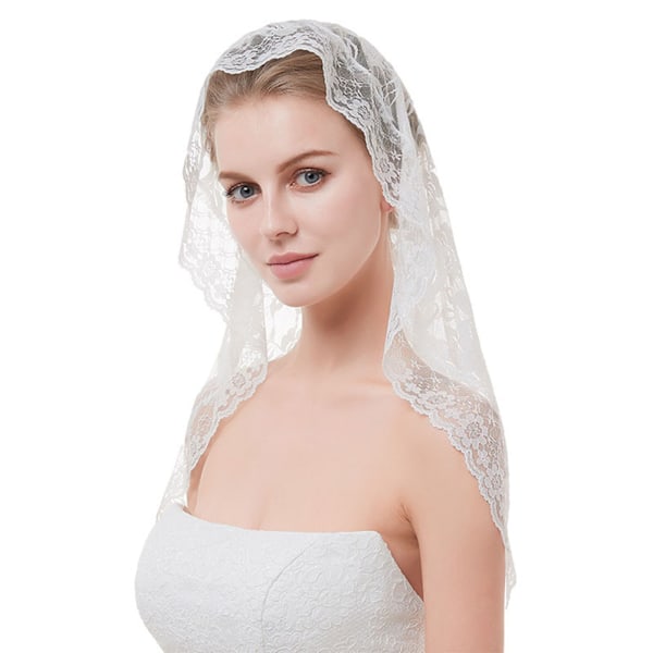 Kort brude slør blonder enkelt lag elegant høj kvalitet bryllup brude slør til kirker bryllupper dåb hvid
