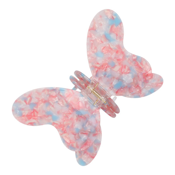 Hårkloklämma Stor halksäker blommig fjärilsform Mode hårhållare Clutcher för kvinnor Flickor Rosa