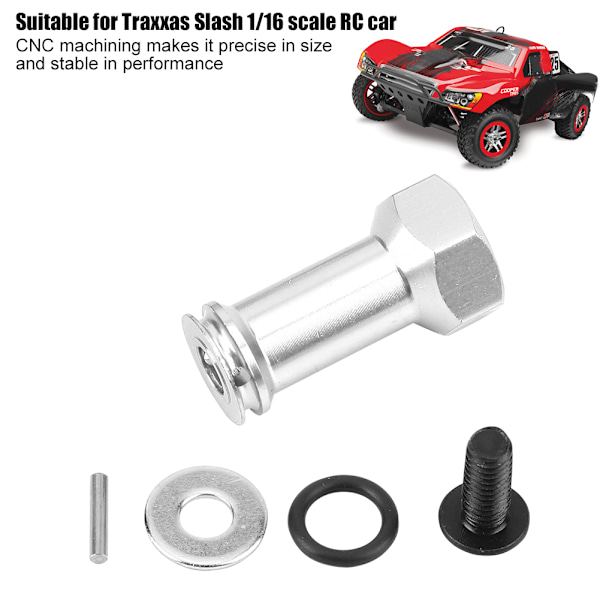 Förlängningskoppling 24 mm längre kombinationsadapter för Traxxas Slash 1/16 RC-bil (silver)