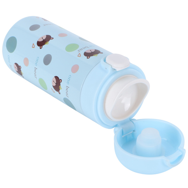Cartoon Animal Vattenkopp 304 Rostfritt Stål Originalitet Studsa Knapp Mugg för KvinnligBlå 350‑500ml