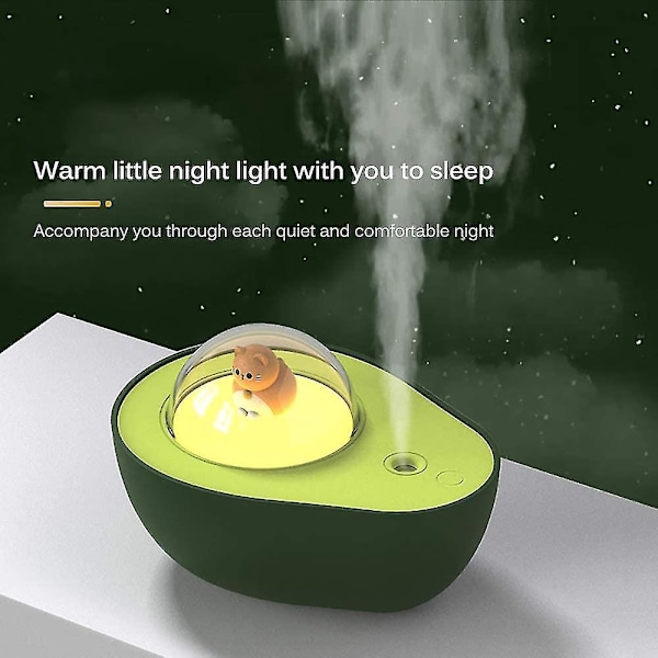 Mini Nattlys Luftfukter, 210ml Avokadoformet Kjølig Tåke Liten Stille Atomisering Med Søt Kattedesign