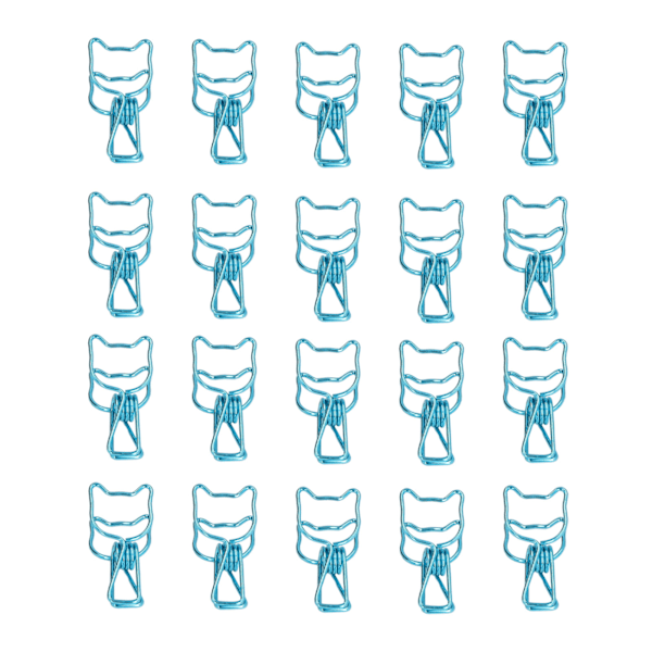 20 kpl paperiklipsit houkutteleva koristeellinen vakaa luotettava ontto muotoilu tyylikäs tyyli uudelleenkäytettävät kiinnikkeet toimistoon sininen