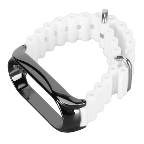Silikone urrem med rustfrit stål beskyttende kofangerkasse Tilbehør Passer til Mi Band 7 White
