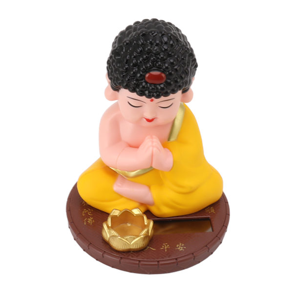 Munk Dekoration Automatisk Nikkende Buddha Statue Figur med Solpanel til Hjem Bil Ornamenter