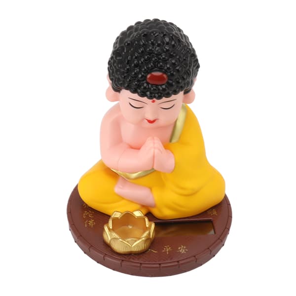 Munkedekorasjon Auto Nikkende Buddha-statuefigur med solcellepanel for hjemme- og bilpynt