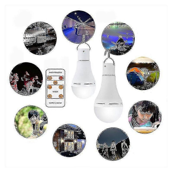 USB Uppladdningsbar Lampa Med Fjärrkontroll, 7W LED Batterilampor, E27 Touch Dimbar Lampa Med Timerfunktion, Utomhus Camping Nödsituationer