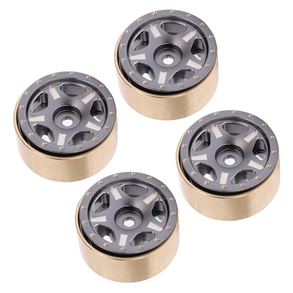 4 stk. RC Bead Lock Hubs i aluminiumlegering og messing til RC-kjøretøydekk, nav for Axial SCX24 1/24 titanfarge