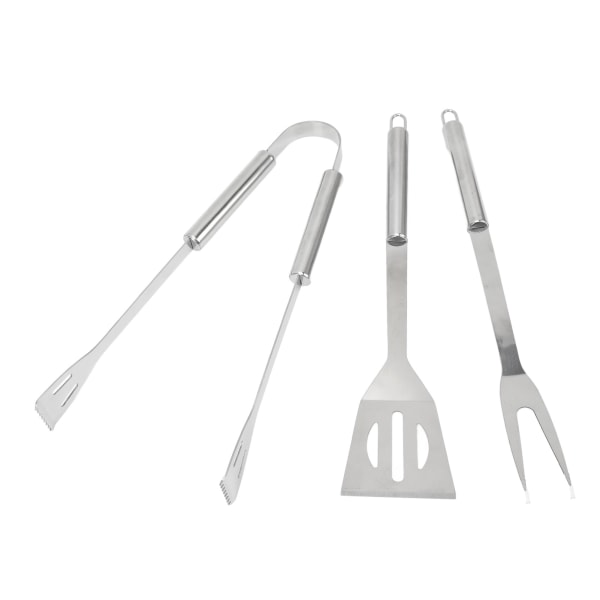 3PCS Grill Tools Set Utensils Set Rustfrit Stål Spatel Tang Gaffel BBQ Tools Set med Opbevaringspose til Madlavning Fest