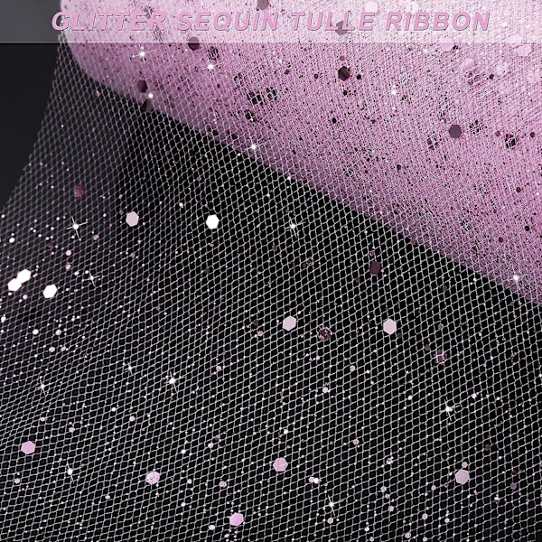 Rosa paljett-tulle rulle - 15cm x 25 yards - Perfekt för bröllopsdekoration, bordslöpare, tutuskjort, DIY-inpackning
