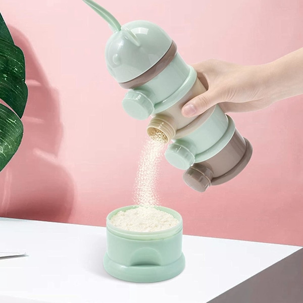 Tegneserie Bærbar Babymelkedispenser 4-lags Melkepulverboks Snacks Oppbevaringsbeholder for Reise