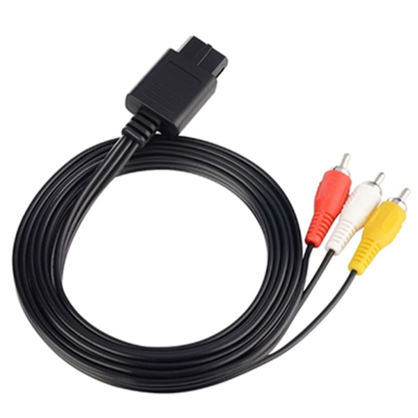 Standard AV-kabel 5,9 fot lengde 3 farger hannstål kobber fleksibel lyd- og videokabel for N64 NGC