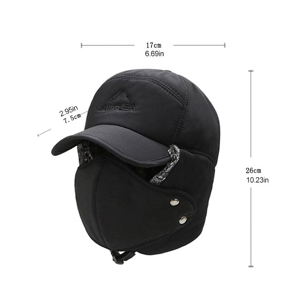 Vintermössa Beanie med ansiktsmask Tjock vindtät fleece varm mössa Öronlapp Termiskt huvudbonad Öronvärmare för män Utomhuscykling Skidåkning