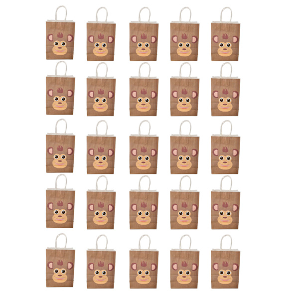 25 st Kraftpapper presentpåse Djurmönster Multipurpose Kraftpåse med handtag för fest