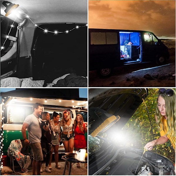 Bærbar Genopladelig LED Arbejdslys - 30W, 1500lm, Magnetisk Base - Perfekt til Camping, Vandreture, Nødreparation af Bil