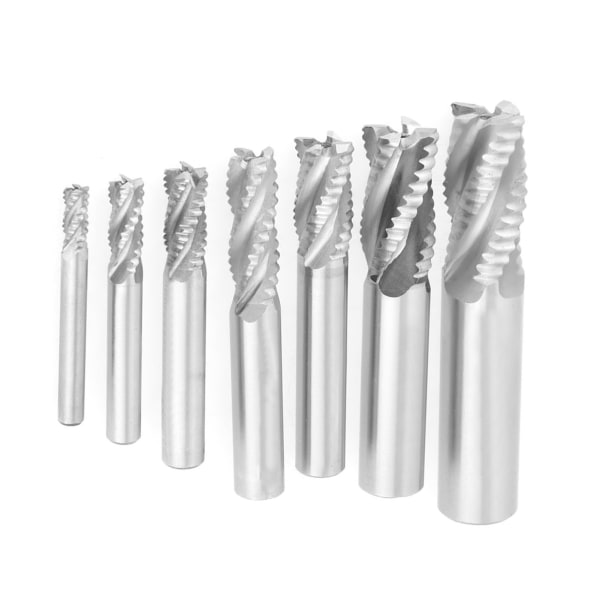 7 stk./sæt 4 Flutes 6-20mm HSS End Mill Router Bit Roughing Chipbreaker Fræser