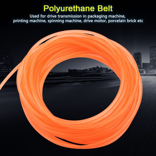 Orange Slät Yta PU Polyuretan Rundrem för Drivtransmission (6mm*10m)