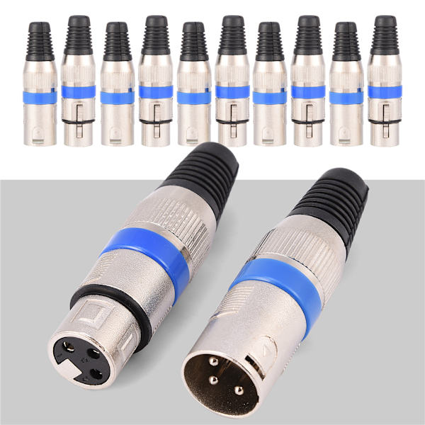 5 paria 3-nastainen XLR-mikrofoni-ääniliitin urospuolinen naarasliitin