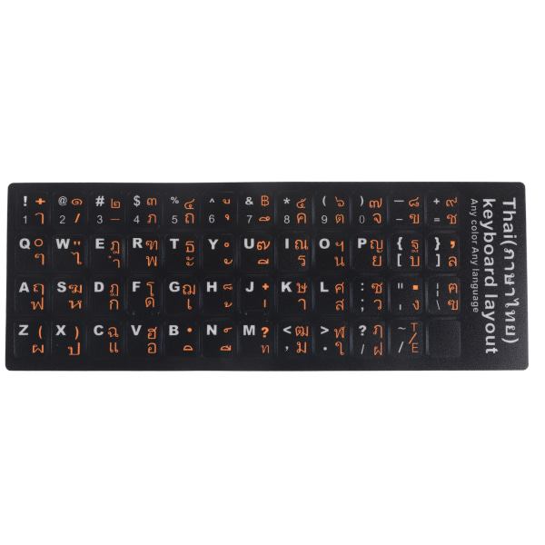 Thailändska tangentbordsklistermärken 15,6 tum slitstarka PVC frostad textur Hållbara datortangentbordskinn för thailändsk bärbar dator Thai orange bokstäver på svart