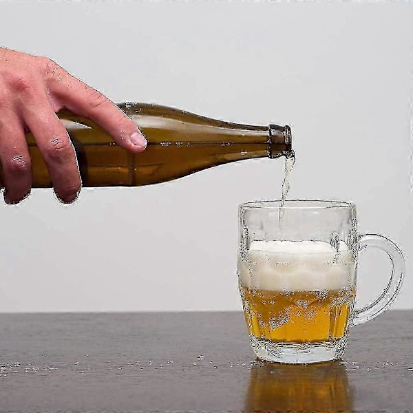Glass Dimpled Stein Ølkrus med Stort Håndtak - 53 cl, Tåler Oppvaskmaskin, For Alle Drikker