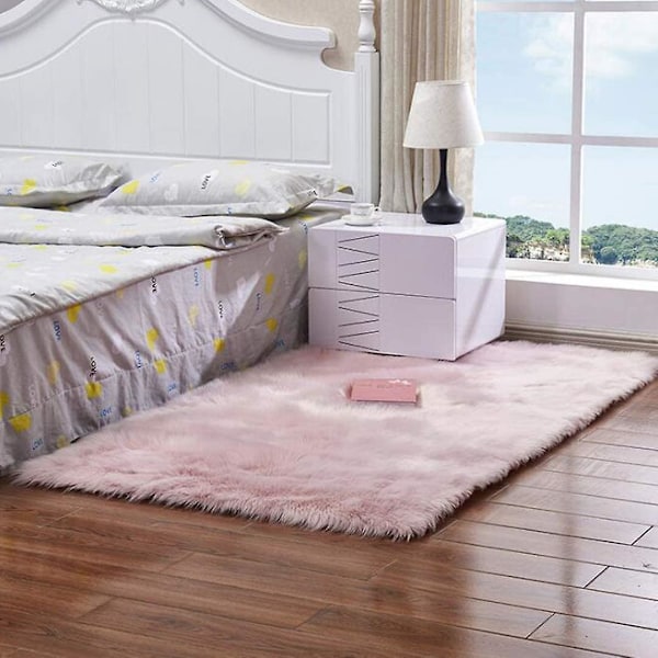 Fluffig Mjuk Långhårig Matta (Rosa)