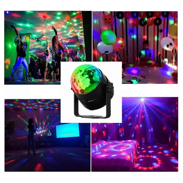 Discokugle Lys LED Farverig Stemmestyring Retro Letvægts USB Mini Scenelys til Klub 5V