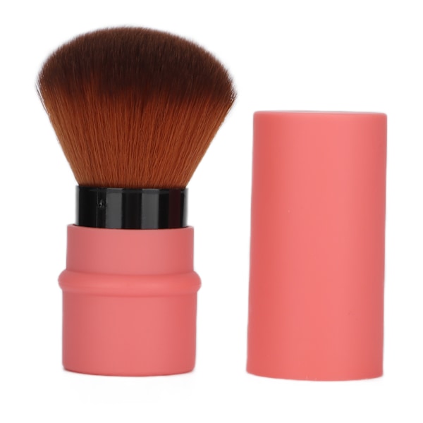 Vinklet Blush Brush Bærbar Myk Fluffy Pudderbørste med Deksel for Blush Bronzer Buffing Pudder Kosmetikk