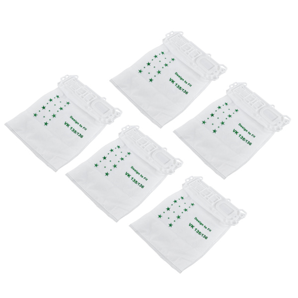 5 STK støvsuger støvpose Nonwoven støvsuger søppelpose for VORWERK VK135 VK136