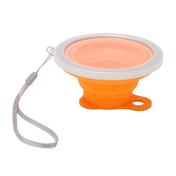 Hopfällbar vattenkopp 270 ml livsmedelsklassad silikon Liten bärbar hopfällbar campingkopp med lock för resekontor utomhus orange