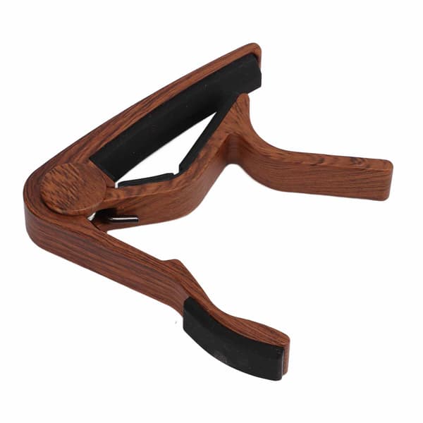 Capo Snabbfäste Strängklämma Tillbehörsset Kit med 5st Gitarrplektrum för Bas Banjo Mörkt Träfärg
