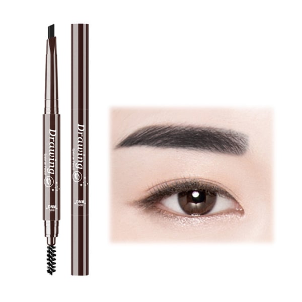 Meikki, kaksipäinen automaattinen kulmakarvakynä Natural Eye Brow Pencil vedenkestävä kestävä kulmakarvakynä kulmakarvaharjalla