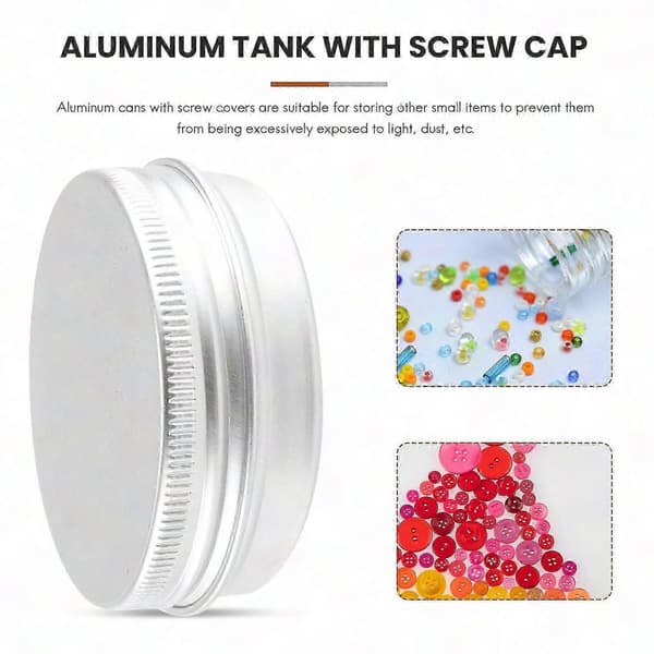 48 pcs 1 oz Silver Aluminum Screw Top Tins, Round Storage Containers