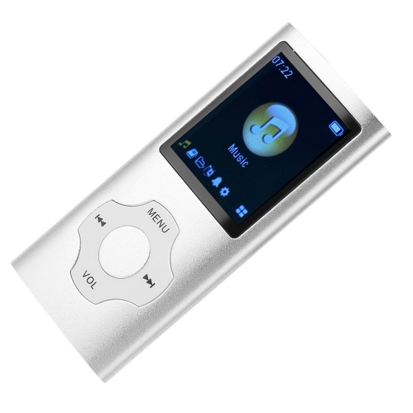 MP3-spiller 1,8 tommers LCD-skjermstøtte Opptak FM-radio Bærbar musikkspiller for studenter Sølv