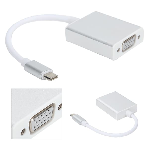 TypeC til VGA Adapter Sølv Kompakt Han til Hun Konverter Kompatibel til OS X