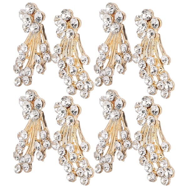 Pärlor Strass Blommor DIY Kläder Skor Smycken Dekoration Tillbehör 3 x 1,8 cm Vita Diamanter Shooting Star Bukett
