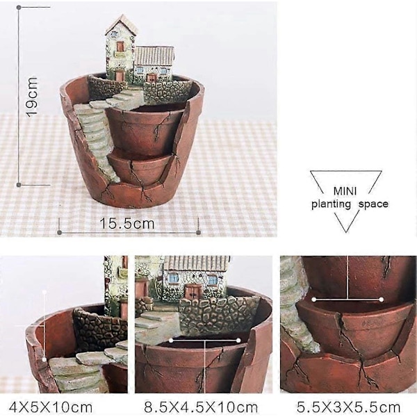 Kreative Planter Urtepotte Blomst Kunstig Diy Madplanter Dekoreret Med Hængende Mini Eventyrhave