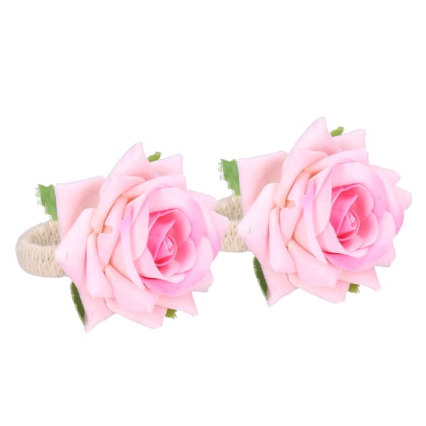 2 STK/Pose Simulationsblomst Servietringe Moderne Servietholder Borddekorationer til Bryllup Pink