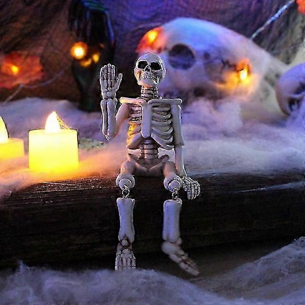 Halloween Käsin heiluttava luurankokoriste - Hartsista valmistettu Halloween-rekvisiitta karmivaan tunnelmaan - Täydellinen kummitustaloon ja pelottavan kohtauksen luomiseen -CHNS