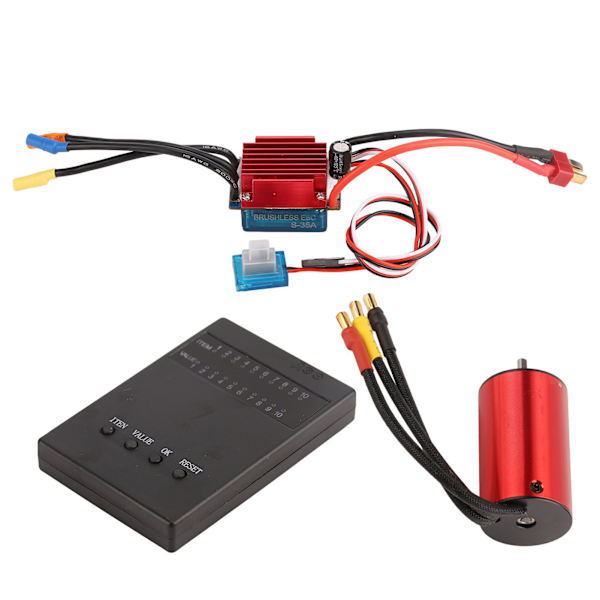 4400KV Borstlös Motor Set Aluminiumlegering Plast 35A Elektronisk Hastighetsregulator Programmeringskort för Traxxas 1/12 RC Bil