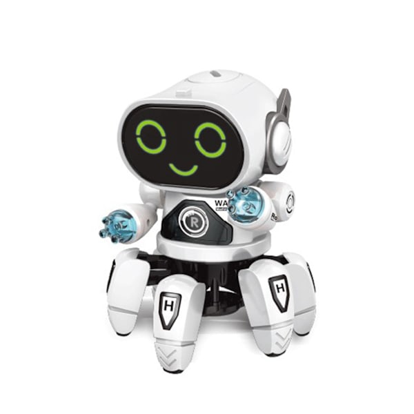 Robotleketøy Seks Klør Plast Intelligent Dansende Syngende Lys Elektrisk Robotleketøy for Gutter Hvit